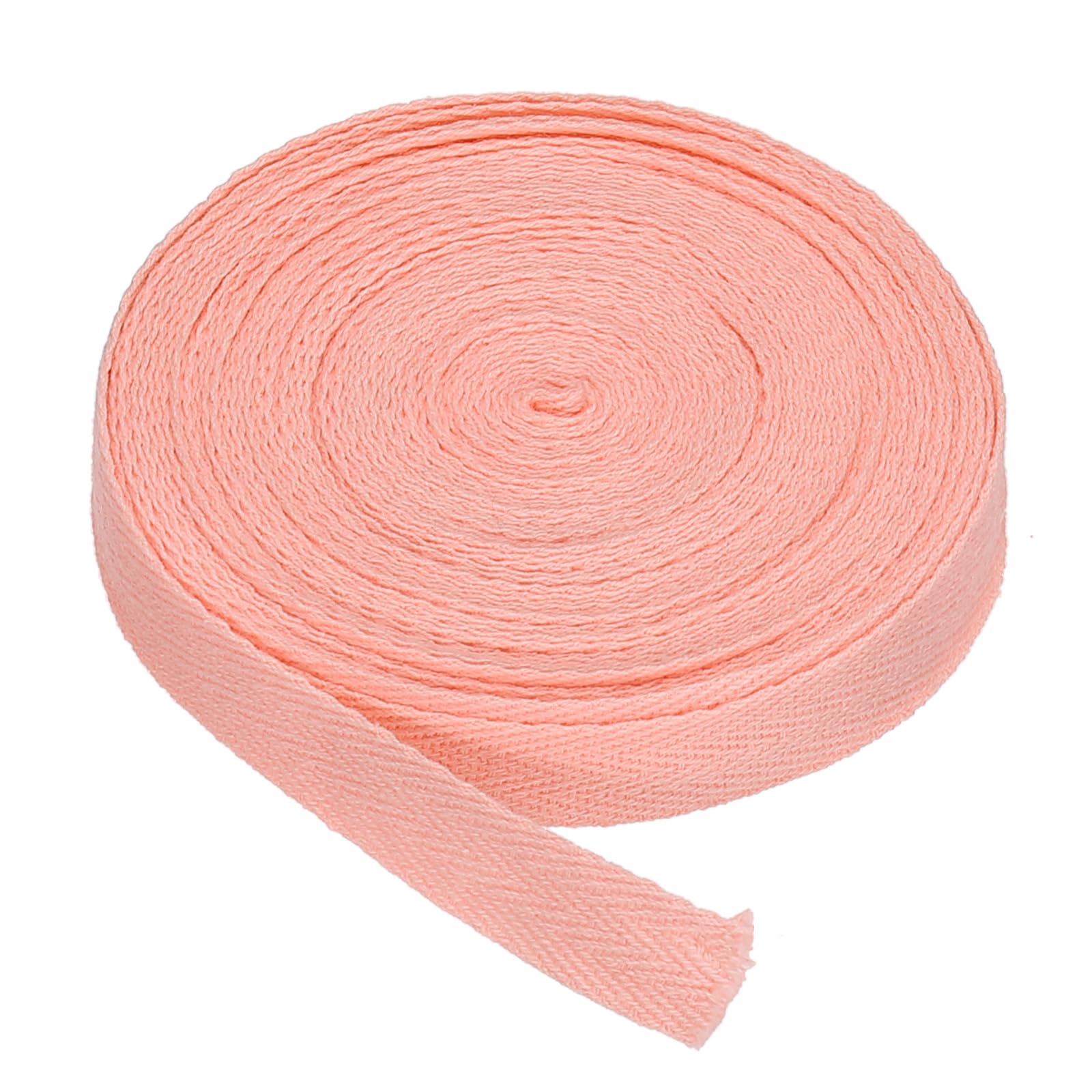 PATIKIL Cotton Twill Tape 15mm(5/8") 9m(10 Yards) Cotton Ribbon Bias Binding Tape Herringbone Webbing Trim for Sewing Gift Wrapping Craft DIY Pink