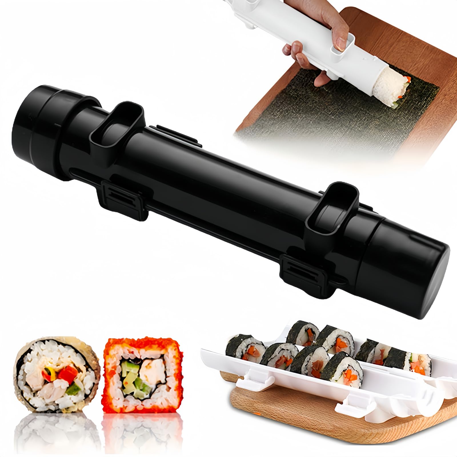 HLKQAO Sushi Maker Kit, Multifunctional Rice Ball Maker, Sushi Mould for DIY Onigiri Mould, Sushi Making Machine | Kitchen Gadgets Tools (Black)