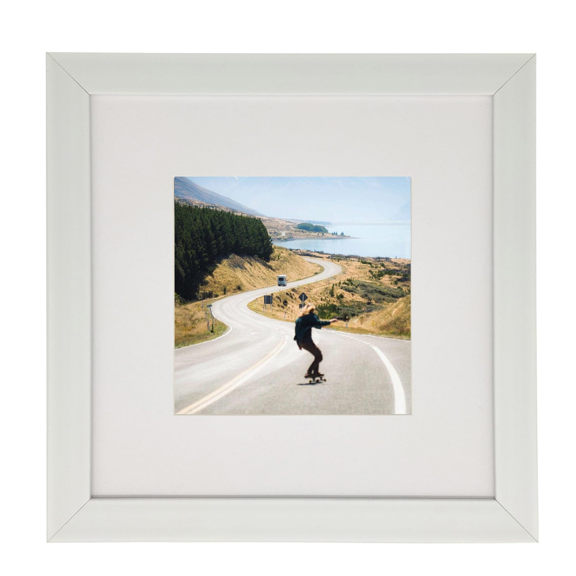 8x8 (20x20cm) Photo Frame Gallery Picture frame with 11x11cm mat,Freestanding and Wall Mountable,White