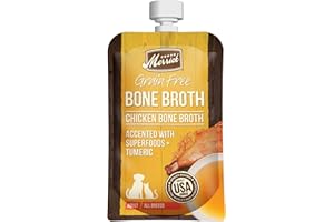 Merrick Grain Free Bone Broth, Premium Human Grade And Gluten Free Dog And Cat Food Topper Pouches, Chicken - 7 oz. Pouch