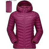 CAMELSPORTS Women's Down Jacket Hooded Winter Light Weight Short Puffer Coats Packable Warm Windproof Ladies Parka