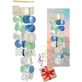 Bellaa Wind Chimes, Outside Windchimes, Outdoor, Garden Decorations, 22906 | Ocean, Beach, Musical, Natural, Sound, Gifts for Mom, Gift for All Occasions, Capiz Sea Glass Shells Light Sky