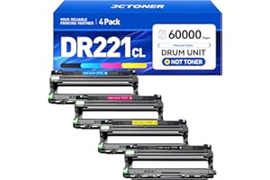 JCTONER DR221CL DR-221CL Drum Unit Set 4 Pack High Yield Replacement for Brother Color DCP-9020CDN HL-3140CW HL-3150CDW HL-3170CDW HL-3180CDW MFC-9130CW MFC-9330CDW MFC-9340CDW HL-3180CDW Printer Black Color