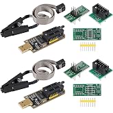 XIITIA 2Sets SOP8/SOIC8 Test Clip for EEPROM 93CXX/25CXX/24CXX and CH341A 24 25 Series EEPROM Flash BIOS USB Programmer Module(USB Programmer+SOP8 Clip+Adapter)