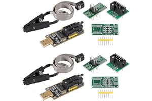 XIITIA 2Sets SOP8/SOIC8 Test Clip for EEPROM 93CXX/25CXX/24CXX and CH341A 24 25 Series EEPROM Flash BIOS USB Programmer Module(USB Programmer+SOP8 Clip+Adapter)
