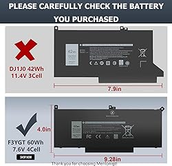 7480 F3YGT 2X39G 60WH Laptop Battery for Dell