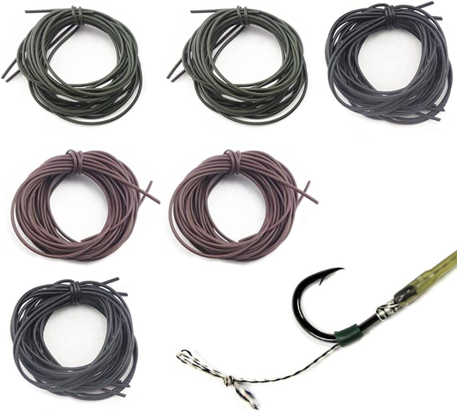 FYHJNC 6 Pcs Fishing Silicone Rigs Tubes Rubber Tubings Fishing Soft Tube Sleeves for Carp Fishing