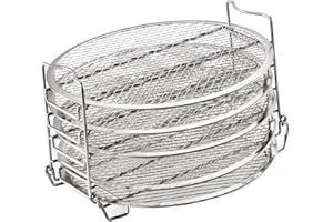 SHINEOFI 5-Layer Stainless Steel Air Fryer Rack Accessories for Multi-Function Cooker 6.5 8 Quart Dehydrator
