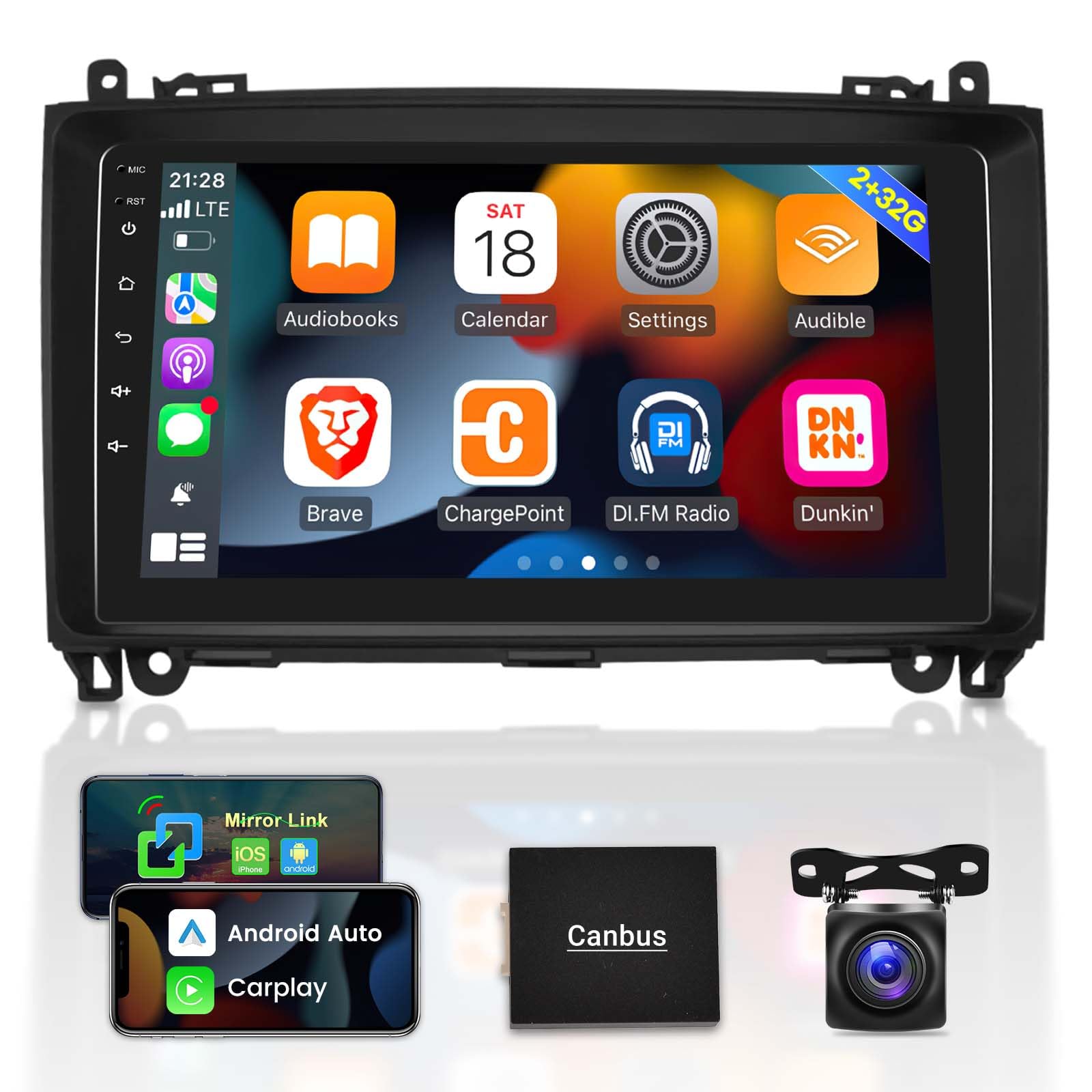 Photo 1 of [2G+32G] Car Radio for Mercedes Benz W906 Sprinter W169 W245 W639 Vito Viano, 9 inch Android Touch Screen Stereo, Carplay/Android Auto/1080P/Bluetooth/WiFi + AHD Backup Camera + MIC