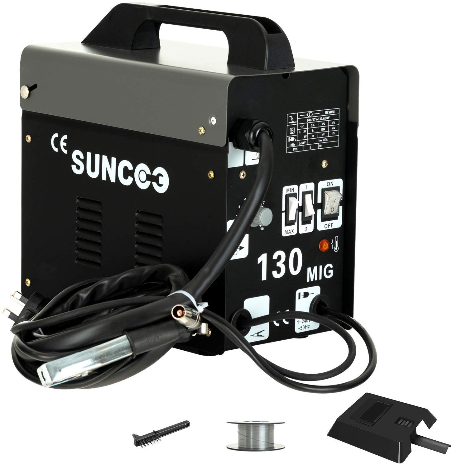 Suncoo 130 Mig Welder Flux Core Wire Automatic Feed No Gas Little Welder Portable Welding Machine 110 Volt With Brush Black Buy Online In Guyana At Guyana Desertcart Com Productid
