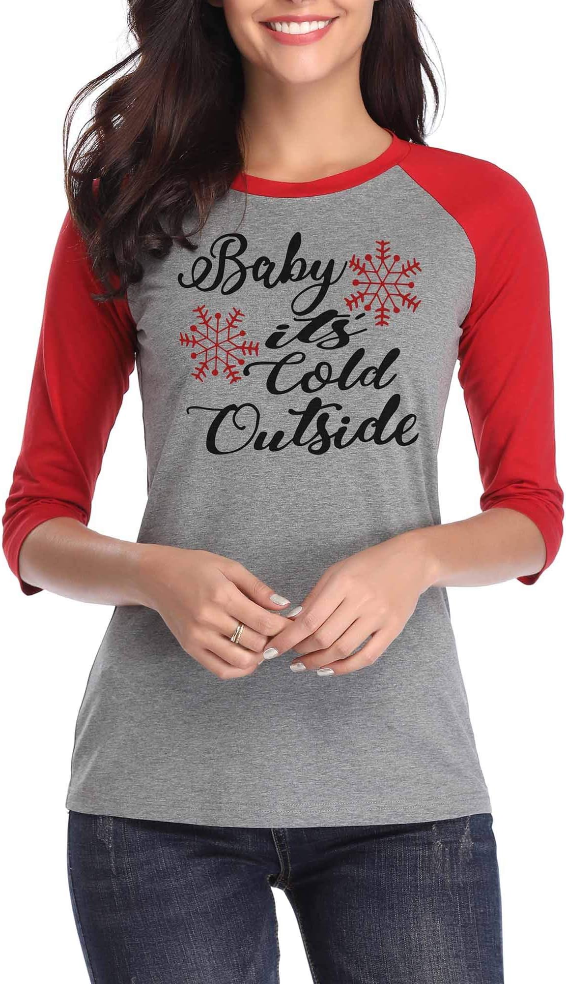 HUHOT Cotton Crew Neck 3/4 Sleeve Jersey Shirt Baseball Tee Raglan T-Shirts