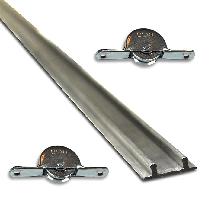 Set: 1 Doppelbodenschiene 1,93m Aluminium + 2 Laufrollen ***Doppelschiene Möbelschiene Laufschiene Bodenschiene***