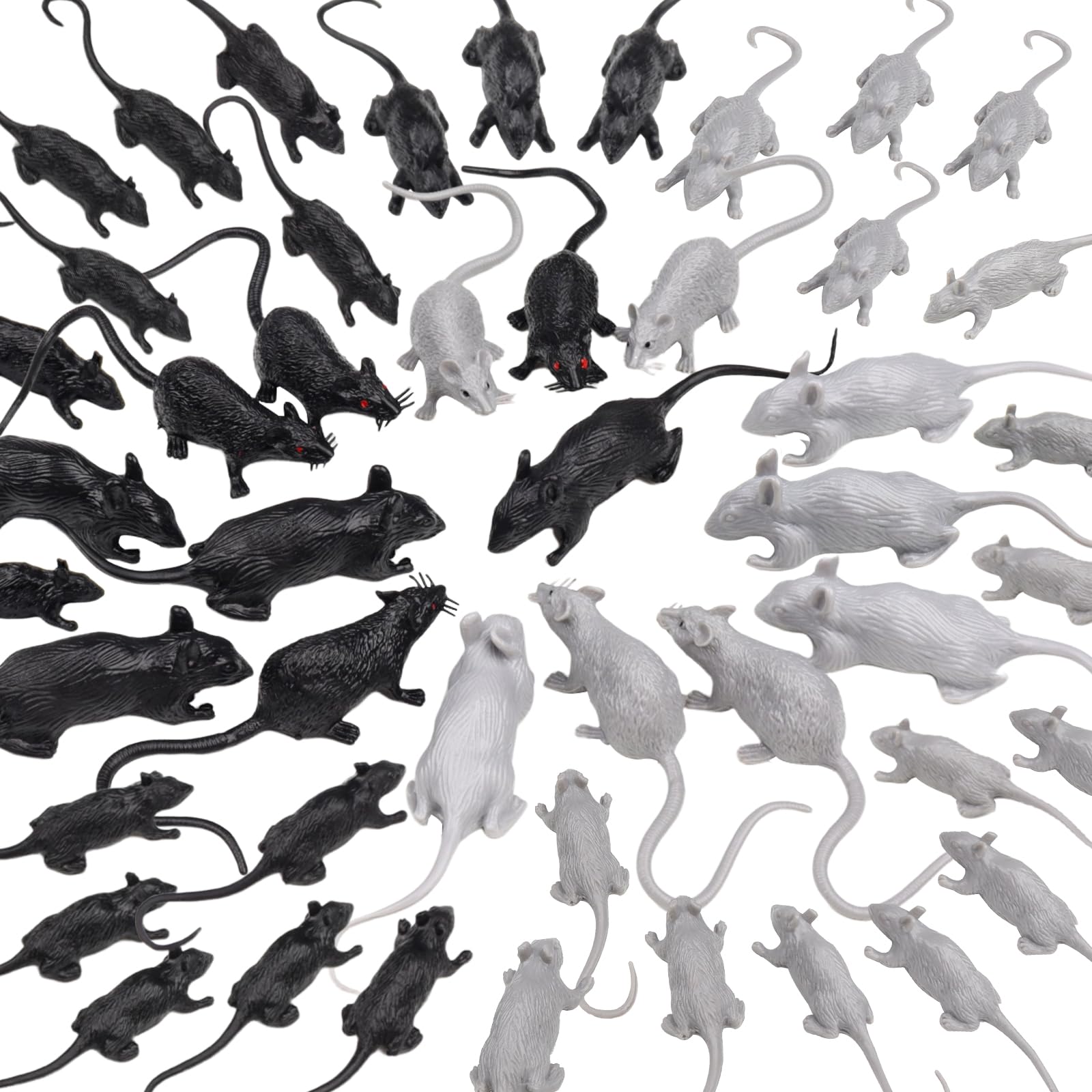 DOITEM 46 Pcs Plastic Fake Rat Plastic Mouse Toys Decorations Realistic Pranks Rats Simulated Small Mouse Mice Toys for April Fools Day Halloween Prank Party Supplies