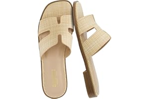 CUSHIONAIRE Voyage Cutout Strap Slides for Women, Slip On Summer Flats, Trendy Footwear, Comfortable Vacation Style Sandals for Women 2025