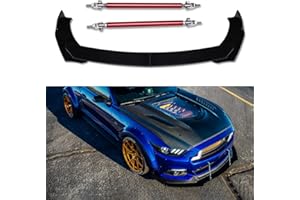DREAMIZER Universal Front Bumper Lip Strut Rod Spoiler Wing Wide Body Kit Spoiler with Adjustable 8"-11" Support Splitter Rods (Red) - Round Corner