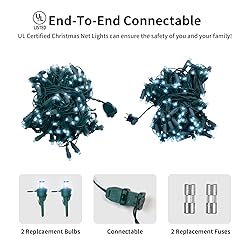Dirnun Led Christmas Net Lights White Outdoor