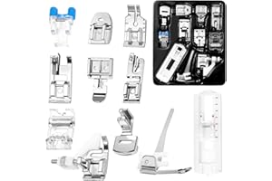 CYNAILLI 11 Pcs Sewing Machine Presser Foot Set, Sewing Machine Foot, Straight Stitch Foot, Roller Foot, Presser Feet Fits for Brother, Babylock, Singer, Janome, and Most of Low Shank Sewing Machines