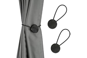 HedongHexi 2 Pack Magnetic Curtain Tiebacks Elegant Curtain Holders for Drapes Outdoor Window Treatment Holdbacks(Black,2P)