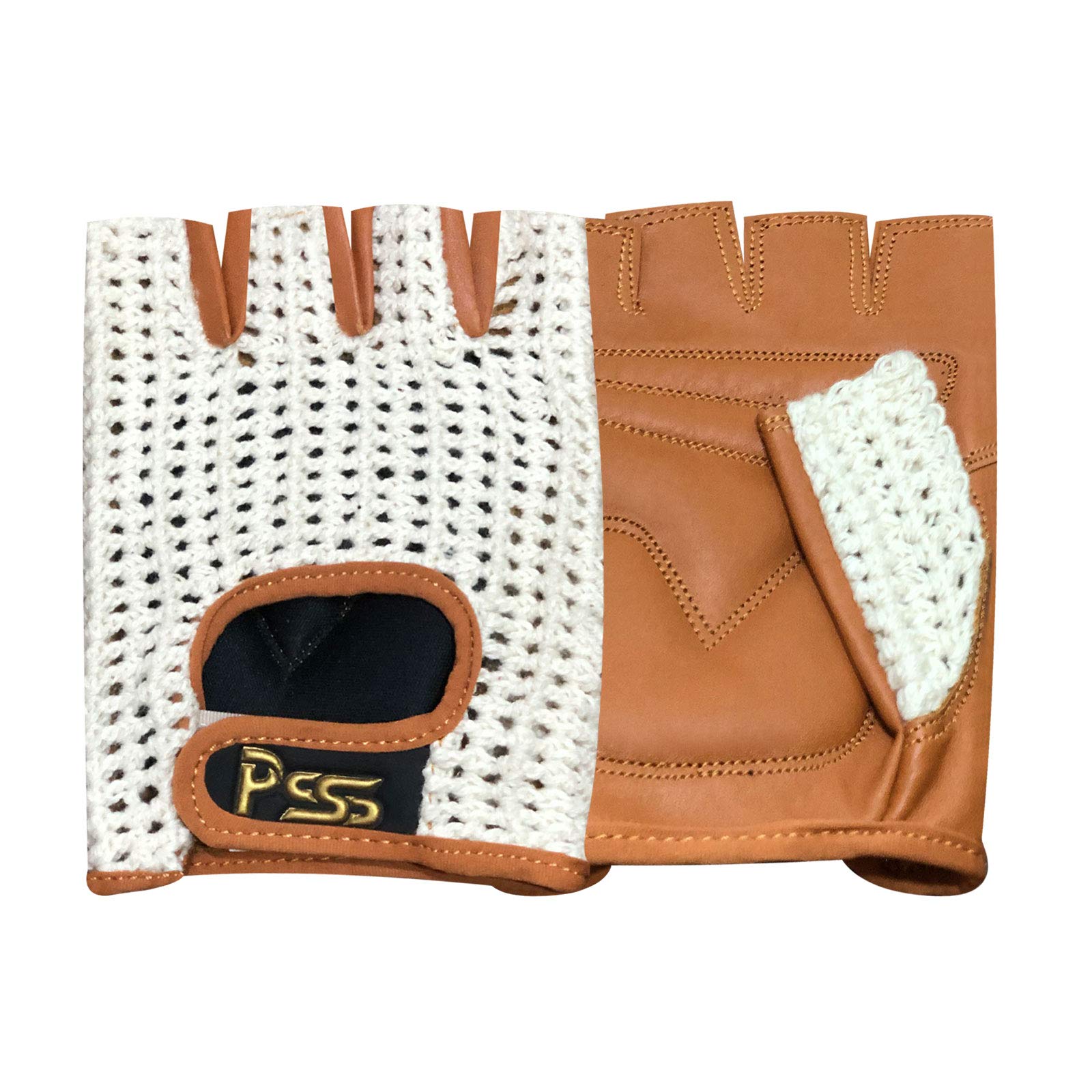 Prime Finger Less Net Cycle Padded Gloves Biker Fitness Gym Body Building Weight Lifting Glove 411 (tan/white, XL)