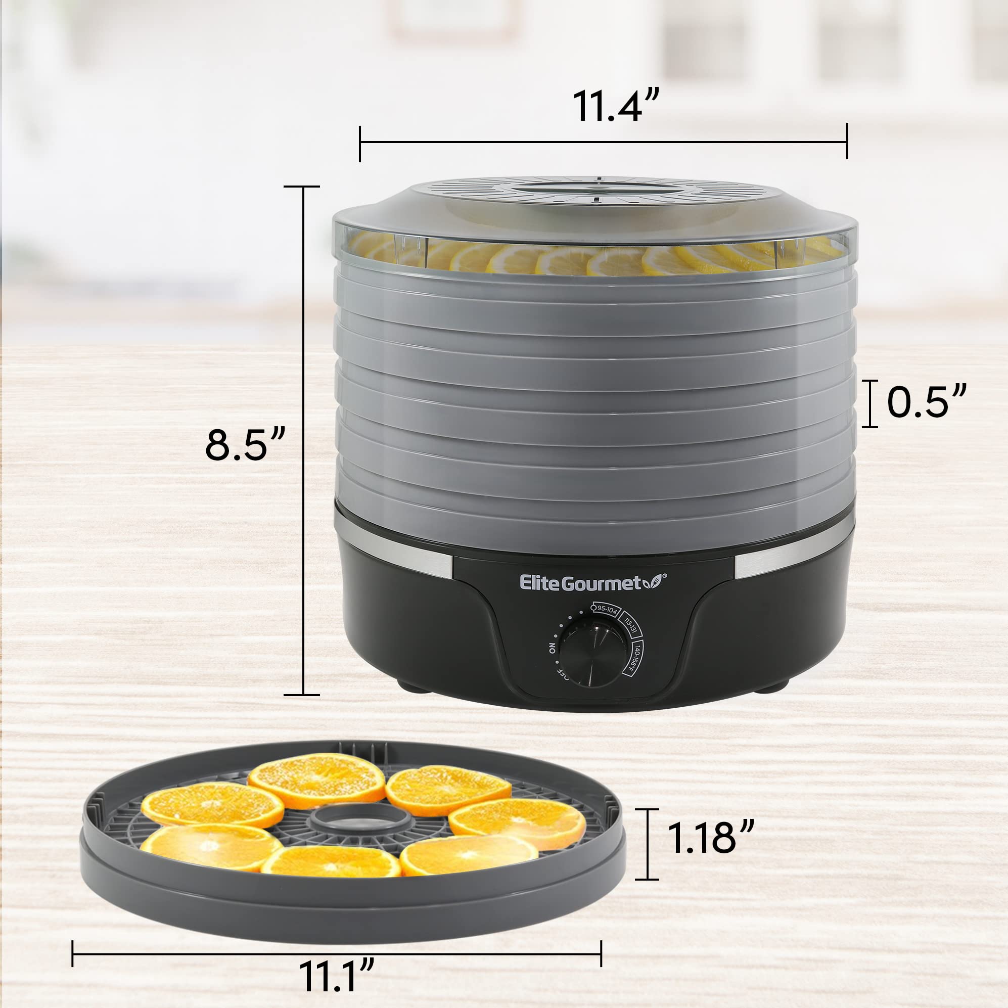 Elite Gourmet EFD319DKG Food Dehydrator, 5 BPA-Free 11.4