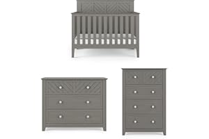 Child Craft Atwood Crib, Dresser and Chest Nursery Set, 3-Piece, Includes 4-in-1 Convertible Crib, Dresser and Chest, Grows with Your Baby (Lunar Gray)