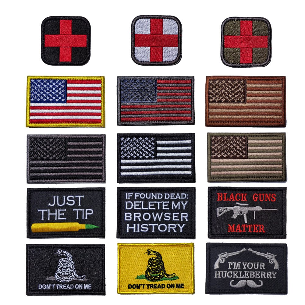 Bundle 15 Pieces Tactical Military Morale Velcro Patch Set, USA Flag Patc 655779471171 eBay