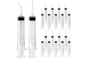 VAOKIN Wisdom Teeth Syringe, 12ml Dental Syringe with Curved Tip & Straight Tip, Sterile Individually Package Dental Irrigation Syringe for Oral Dental Care, Tonsil Stones Removing, Liquid, Feeding (20 Pack)