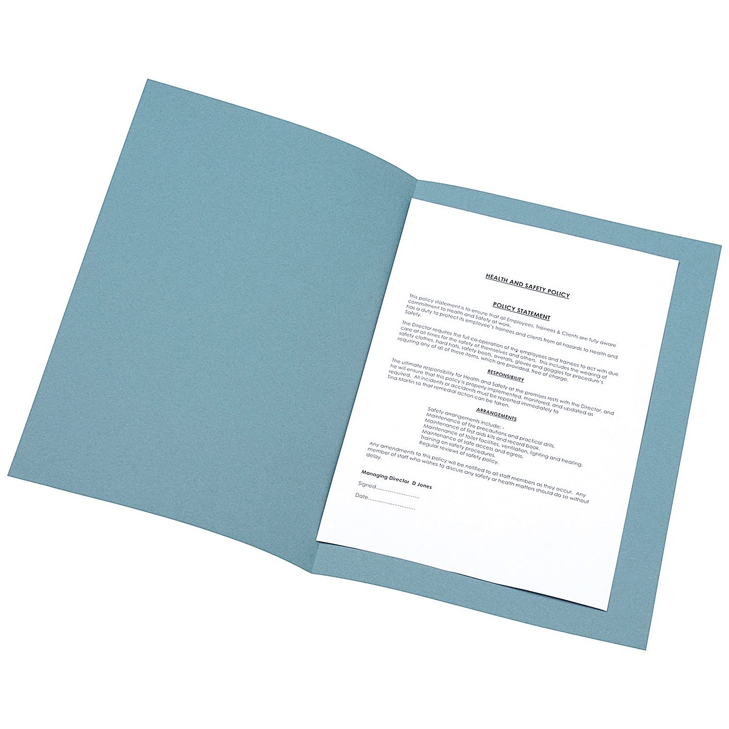 Q-Connect Square Cut Folder Lightweight 180gsm Foolscap Blue (Pack of 100)