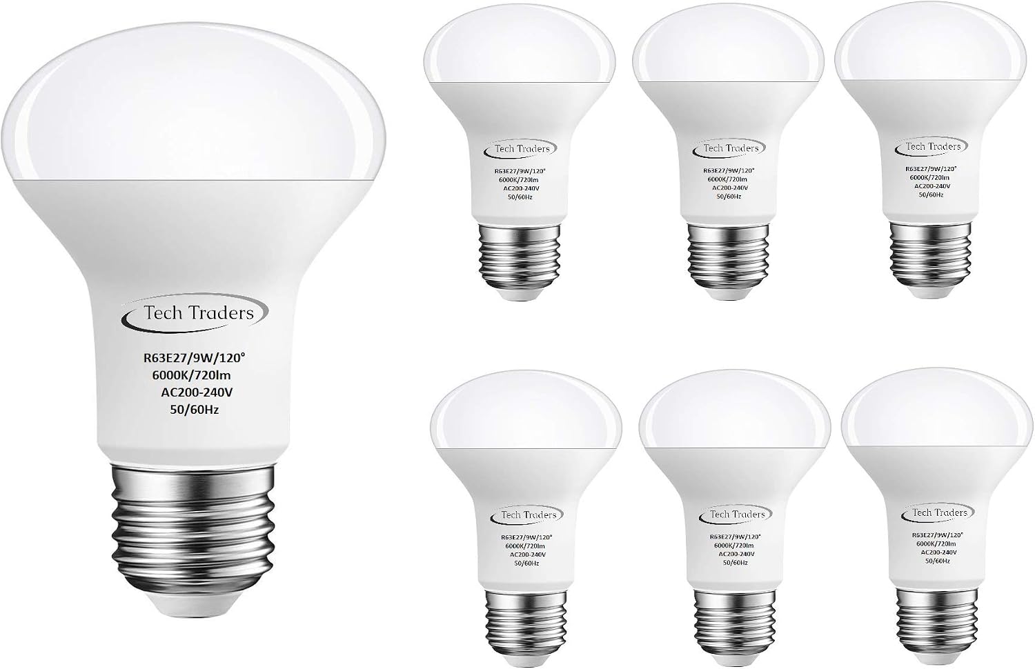 Tech Traders R63 Reflector E27 LED Spotlight Bulbs, 90W Incandescent Bulbs Equivalent
