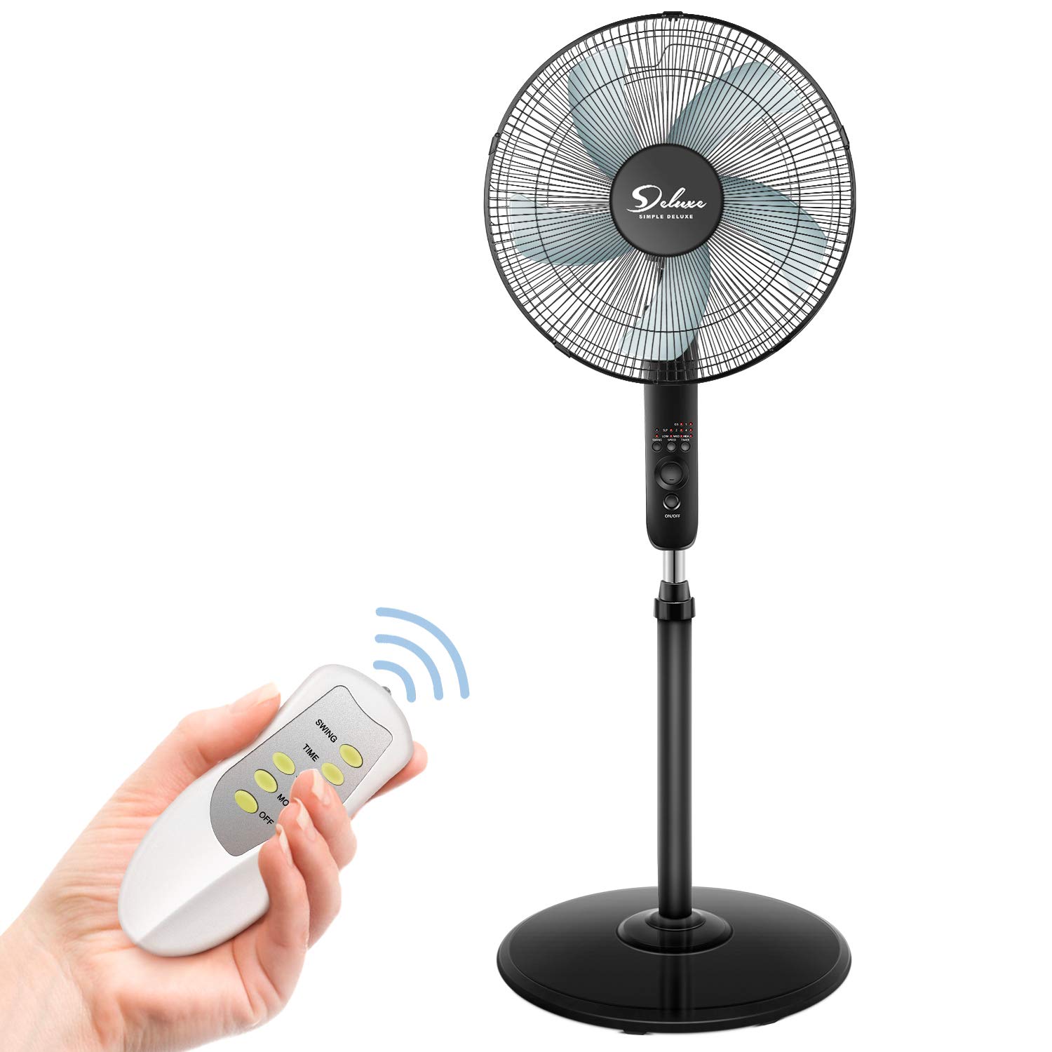 Photo 1 of Simple Deluxe Pedestal Stand Fan with Remote Control for Indoor, Bedroom, Living Room, Home Office & College Dorm Use,3 Speed, Black, 16 Inch