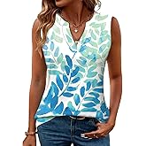 Romanstii Sleeveless Shirts for Women Casual Summer V Neck Tank Tops Dressy Blouses Tunic