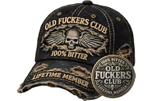 Old Fuckers Club-Vintage Baseball Cap, Embroidered 100% Bitter Lifetime Member with Old Fuckers Club Coin Adjustable for Men 