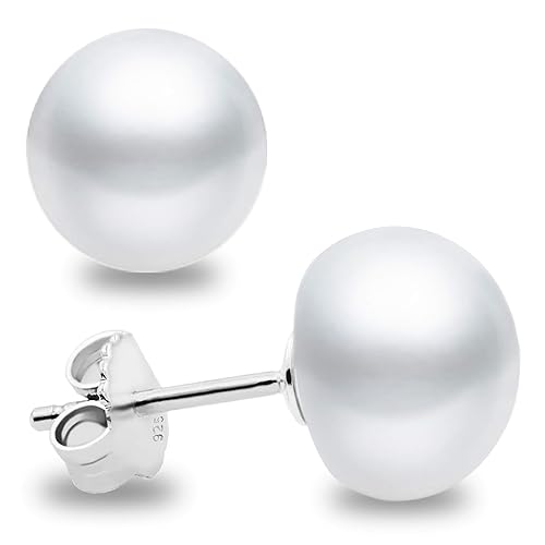 Secret & You - Damenohrringe aus weißen Süßwasser-Zuchtperlen und Sterling-Silber 925/1000, erhältlich in 8 Größen, von 4 – 1