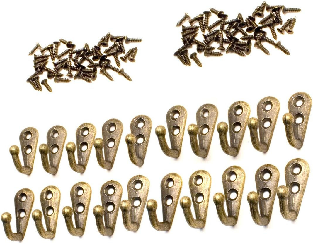 FUXXER® - antique coat hook, towel hook, cast iron brass bronze design, Vintage country house, retro, 30 x 12, set of 20 - Image 3