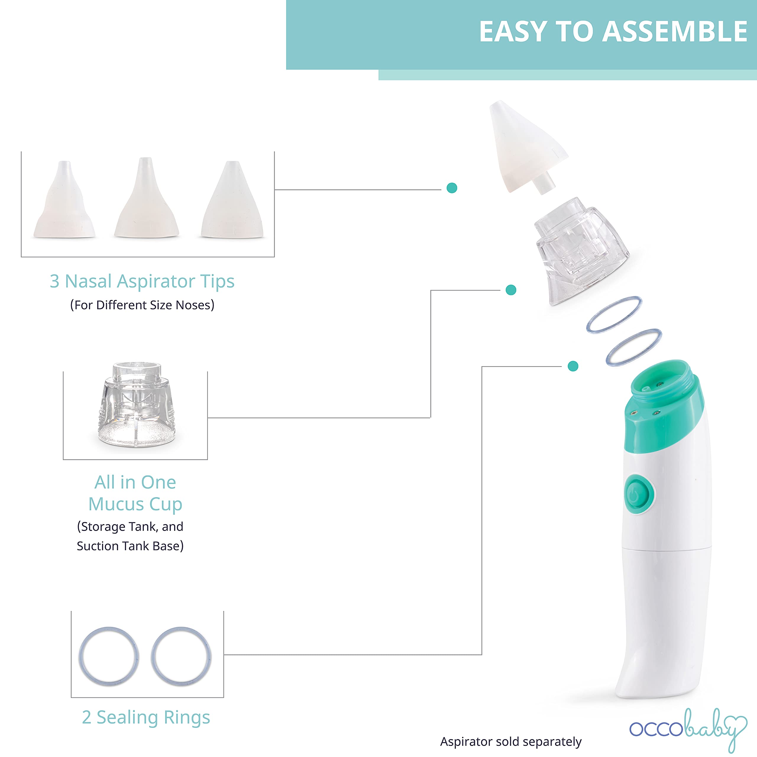 OCCObaby Battery Nasal Aspirator Accessory Kit - OCCObaby Nose Sucker Replacement Kit