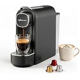 PURHUGO CHEF Mini Espresso Capsule Machine-One Cup Coffee Machine Single Serve Coffee Maker,Perfect for Small Space,20.29oz Removable Tank,Black