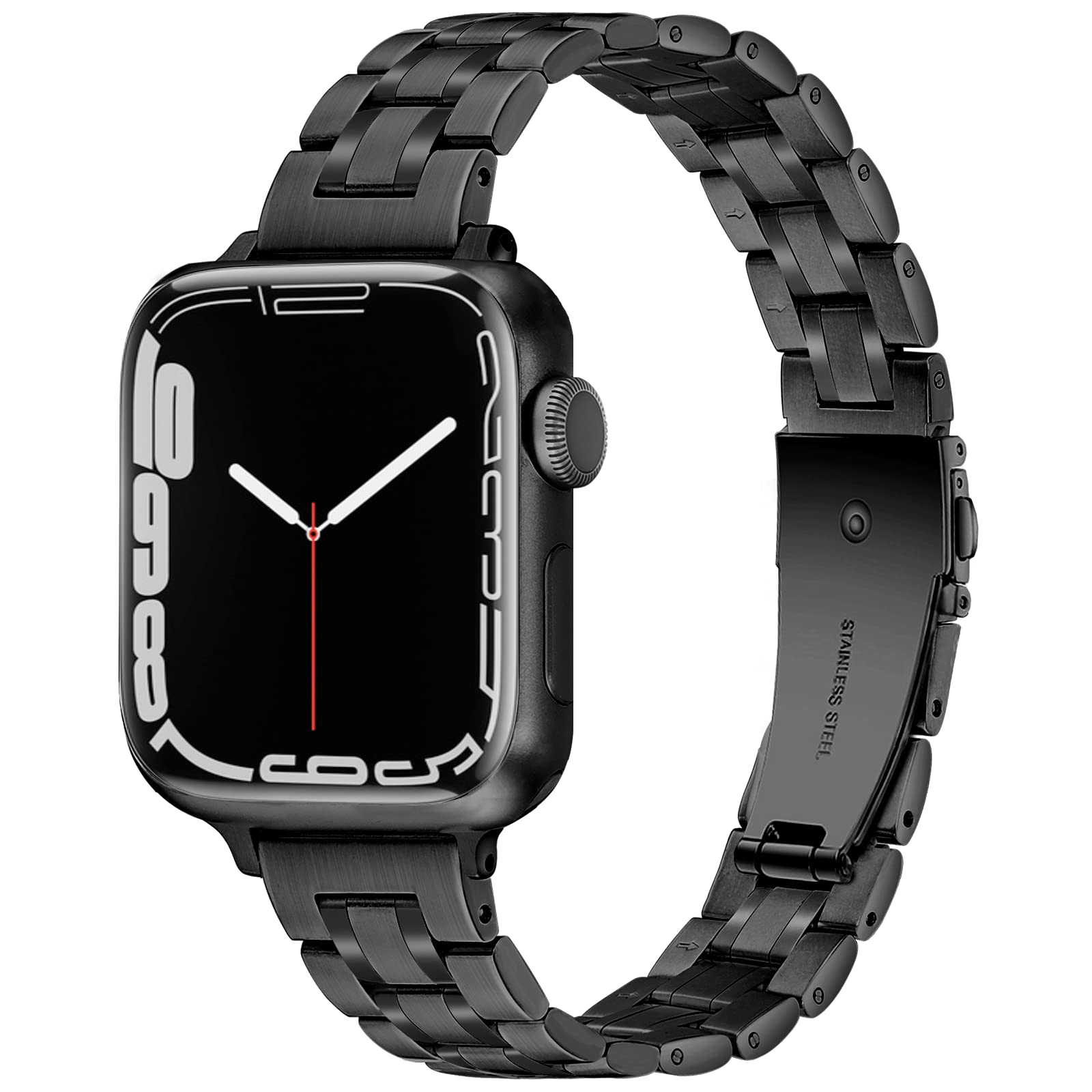 Vamyzji Metal Strap Compatible with Apple Watch Straps 42mm(Series 11 10) 41mm 40mm 38mm, Slim Meatl Stainless Steel Women Men Strap for Apple Watch Series 11 10 9 8 7 6 iwatch SE 5 4 3 2 1(Black)