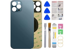 Phoupair Rear Back Glass Replacement for iPhone 12 Pro Max 6.7 Inches All Carriers with Professional Repair Tool Kit (Pacific Blue)