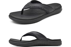 KuaiLu Mens Sport Flip Flops Comfort Orthotic Thong Sandals with Plantar Fasciitis Arch Support Outdoor Summer Beach Size 7~1