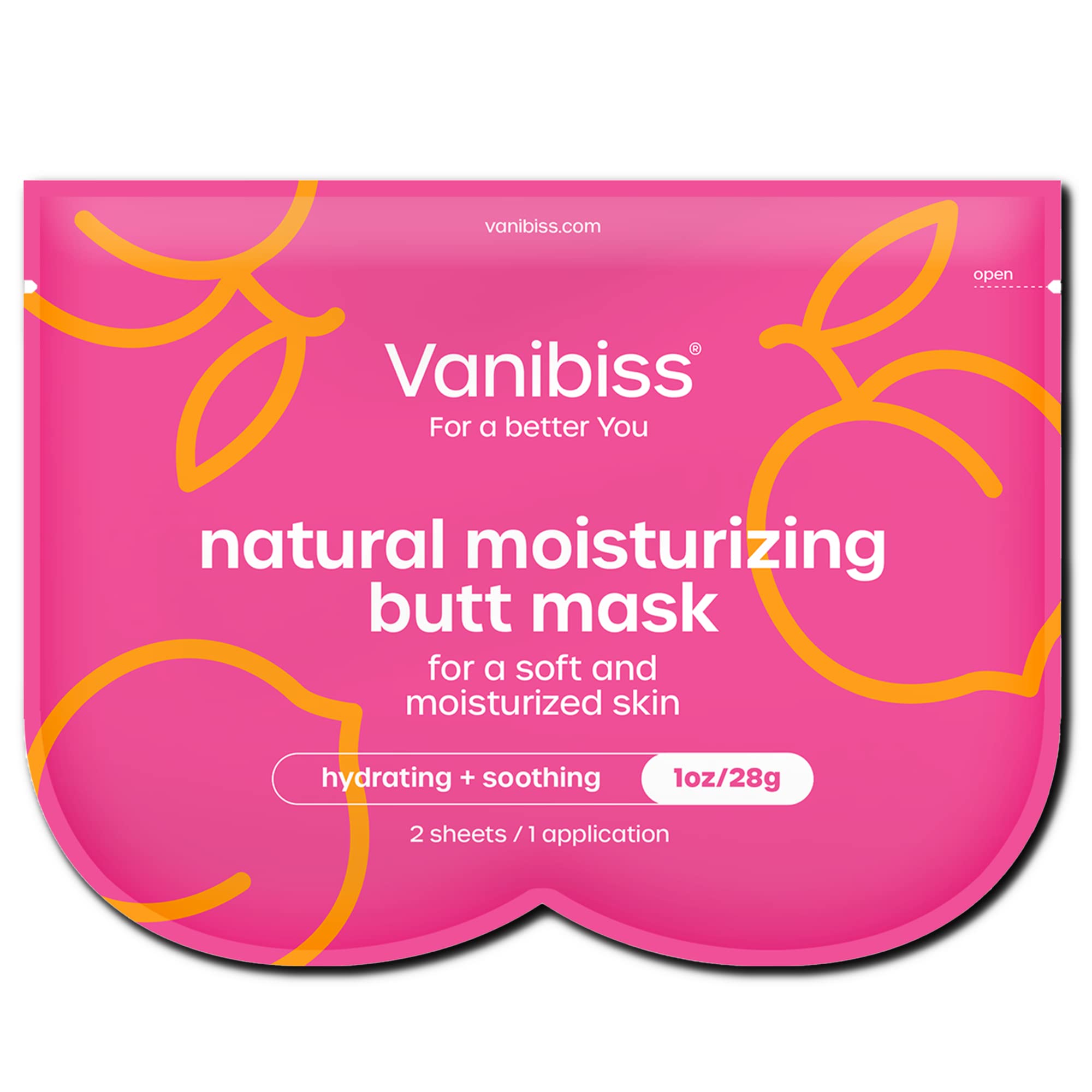 Vanibiss Butt Mask - Moisturizing Butt Mask with Collagen - Hydrating & Soothing Serum for Your Bum - Booty Skincare (2 Sheets)