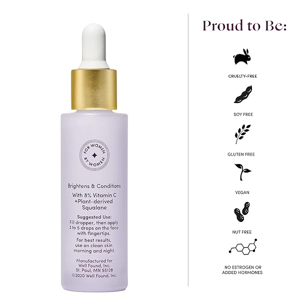 WOMANESS FOUNTAIN OF GLOW FACE SERUM – BRIGHTENING VITAMIN C SERUM FOR FACE WITH 8% VITAMIN C & PLANT-DERIVED SQUALANE OIL – MENOPAUSE SKIN CARE FOR IMPROVING UNEVEN SKIN TONE & DULLNESS – 30ML