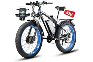 GAMVIRE Dual Motor 2000W Electric Bike for Adults, 48V/52V 23Ah Battery, 35/36.8MPH&85Miles E Bicycle, 26"*4.0 Fat Tire Off Road Snow Mountain Ebike, 21/7 Speed Pedal Assist Hydraulic Disc Brake