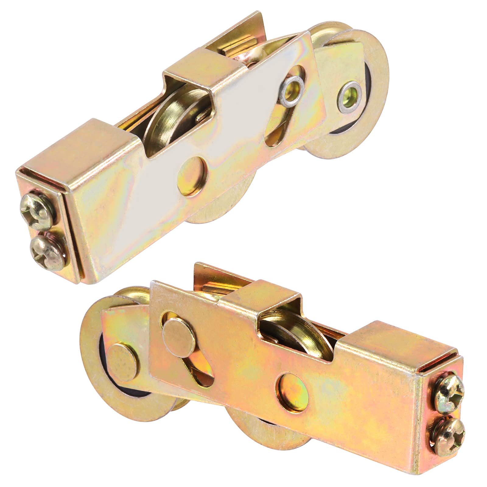 Wokape 2 Pcs Heavy Duty Metal Sliding Door Tandem Roller Assembly with 1-1/4 inch Tandem Wheels, Sliding Glass Door Rollers Wheel Replacement for Sliding Screen Door Gate Window