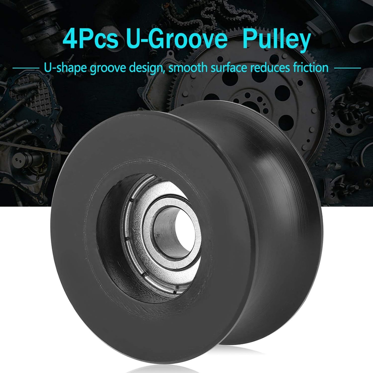U-Groove Pulley Wheel, 4PCS 0840UU U Type Pulley Roller Guide Wheel 8x39.5x20.1mm U Groove Ball Bearings, Default - Image 4