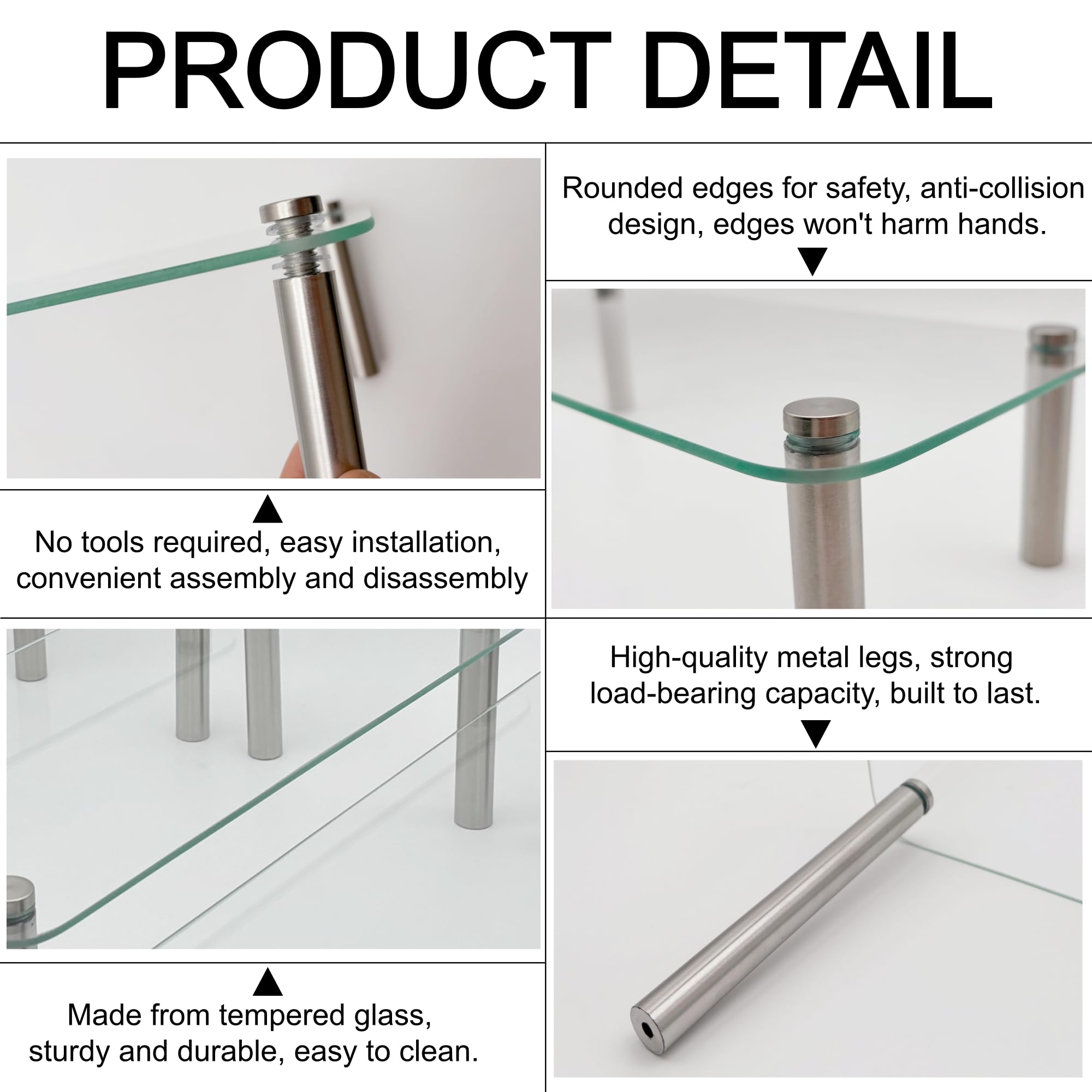 FESTLOVE 6 Pack Tempered Glass Display Stands Set, 13 Inch Rectangular Cake Cupcake Stand Dessert Display Riser Serving Platter Plate for Decoration Table Party Wedding Baby Shower