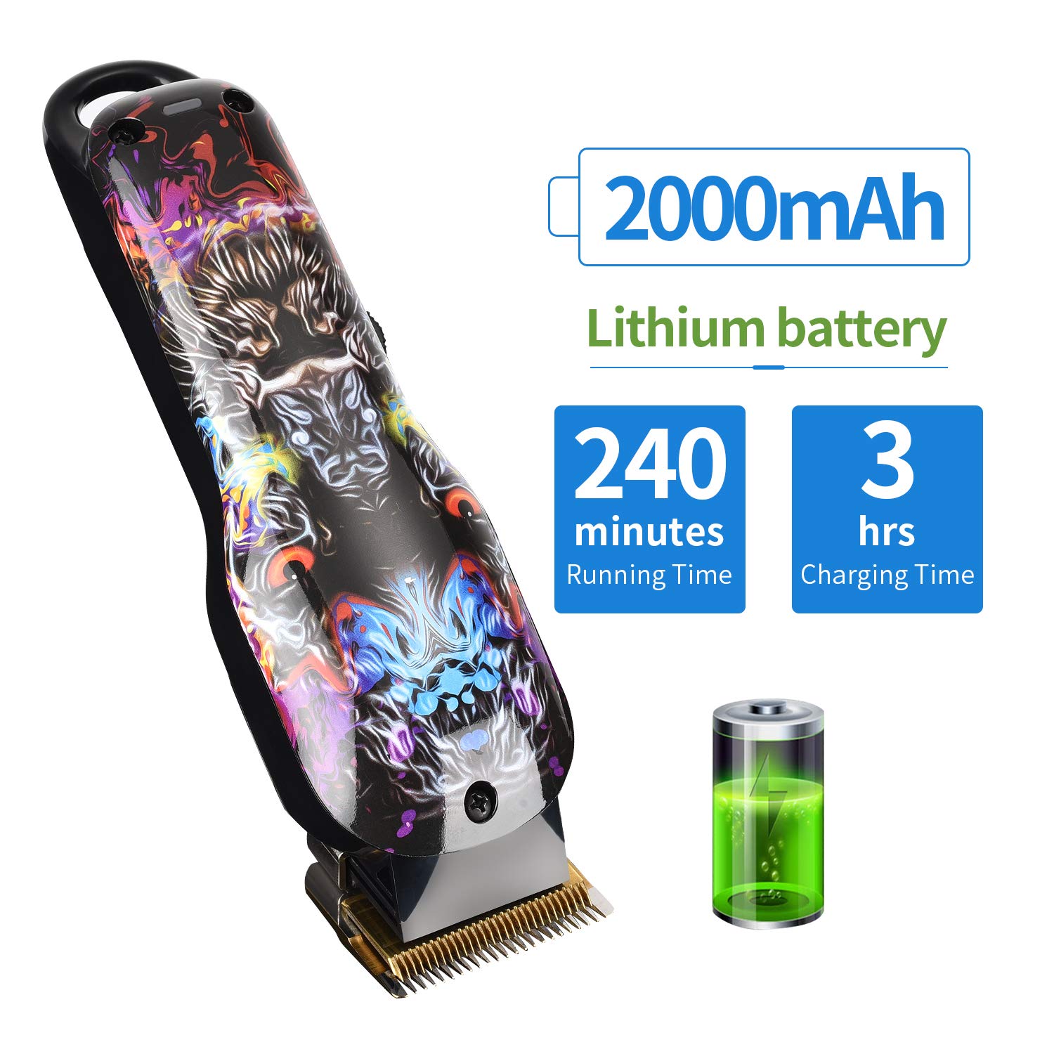 Cordless Hair Trimmer Pro Hair Clippers Beard Trimmer for Men Haircut Kit Cordless USB Rechargeable Barber Electric Shavers Hair Removal with 2000mAh Lithium Ion,Guide Combs (Clipper)