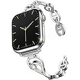 SaNgaMEi Slim Metal Band Compatible with Apple Watch Bands 38mm 40mm 41mm 42mm 44mm 45mm 46mm 49mm Women Dressy Bling Jewelry Diamond Bracelet Strap for iWatch Series 11 10 9 8 7 6 5 4 3 SE Ultra