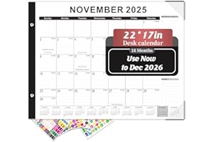 Gannyfer Desk Calendar 2026, Large 2026 Desk Calendar 22" x 17", Now to Dec 2026, 18 Monthly Academic Desktop Calendar 2026 with To-Do List, 2026 Calendar for Office, School, Home(6 Stickers)