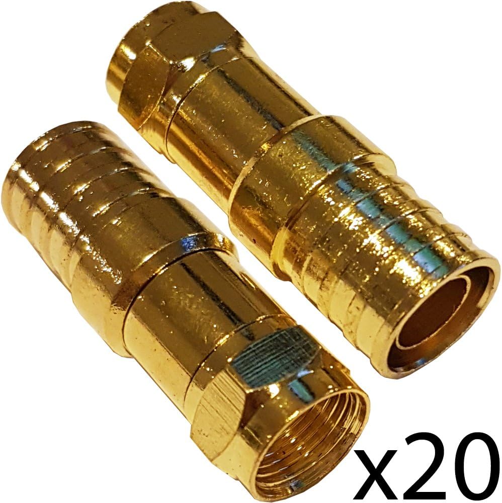 Loops 20x PRO Outdoor CT125 / WF125 F-Type Male Hex Crimp Connector Plug - Thick Coax Cable