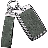 YO&YOYE for Land Rover Key Fob Cover with Keychain Leather Key Case Protector Compatible with Land Rover Vogue Range Discovery Rover Sport (Model2, Green)